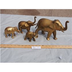 4 Brass Elephant Figurines