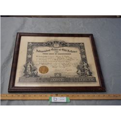 Odd Fellows 1913 Framed Picture 18.75 by 15.75 