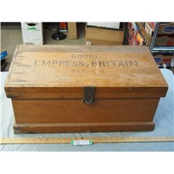 Wooden Hand Made Tool Chest Lodge Empress Britain 25 by 12.5" (Made in England)