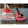 Image 1 : 30" Acoustic Guitar Pink Robson with Box (Missing 2 Strings)