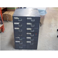 Metal 14 Drawer Filing Cabinet 23 by 25 by 37.5"