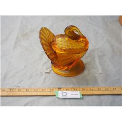 Amber Glass Turkey on a Nest