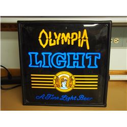 Vintage Olympia Light Beer Light Up Plastic Sign (Working) 17 by 17"