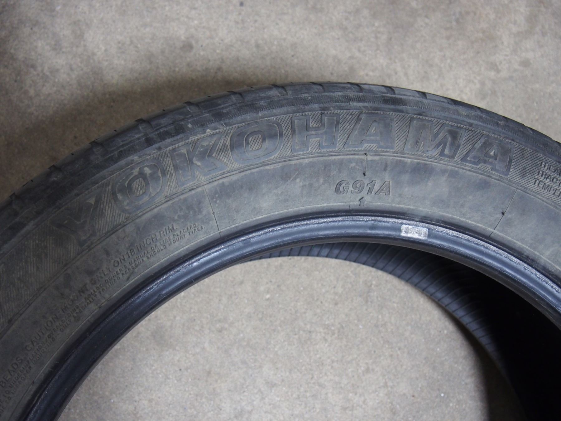Yokohama 235/155 r18 Tire - Bodnarus Auctioneering