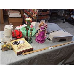 Misc Lot of Sylvania VCR, and Decorative Household Items