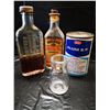 Image 1 : Lot of 2 Vintage Medicinal Bottles, 1 Small Tin of Alum BP and Small Glass Bottle