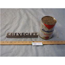 Chevrolet Emblem Gulf Select Oil Tin