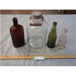 4 Vintage Glass Bottles