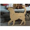Image 1 : Wooden Dog Cut Out 36" T, Vintage Wooden Wicker Baskets, Vintage Wooden Legs and Misc