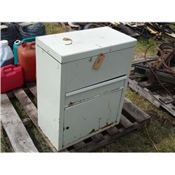 Metal Storage Cabinet with Contents, Locks and Wire Brush Discs 12 by 22 by 28"
