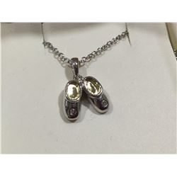 Silver shoes pendant and chain set