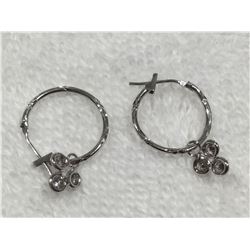Ladies silver hoop and tanzaniteearring set