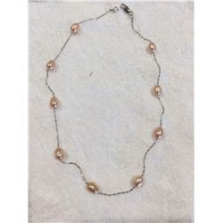 Silver 18 inch pearl style silver necklace