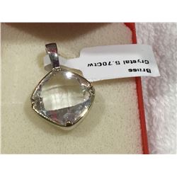 Ladies silver 5.7 carat crystal carved gemstone pendant