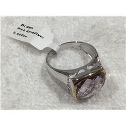 Gents brass silver 5.0 carat pink amethyst