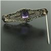 Image 4 : 14k White & Green Gold 3.00 ctw Emerald Cut Amethyst Filigree Brooch Pin