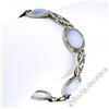 Image 3 : Antique Art Deco 14kt White Gold Blue Moonstone Etched Filigree Bracelet
