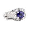 Image 1 : 2.70 ctw Sapphire And Diamond Ring - 14KT White Gold