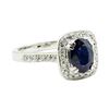 Image 1 : 1.68 ctw Oval Brilliant Blue Sapphire And Diamond Ring - 14KT White Gold