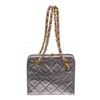 Image 3 : Chanel Metallic Silver Vintage Mini Quilted Lambskin Leather Kiss Lock Shoulder