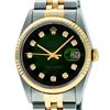 Image 1 : Rolex Mens 2 Tone 14K Green Vignette Diamond 36MM Datejust Wriswatch