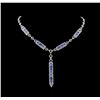 Image 1 : 10.66 ctw Sapphire and Diamond Necklace - 18KT White Gold