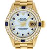 Image 1 : Rolex Ladies 18K Yellow Gold MOP Sapphire President Wristwatch With Rolex Box &