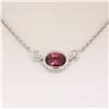 Image 2 : New 18kt White Gold 1.13 ctw GIA Pink Sapphire and Diamond Pendant Necklace