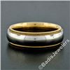 Image 2 : Men's 18kt White and Yellow Gold 5.5mm Milgrain Edged Band Ring