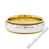 Image 7 : Men's 18kt White and Yellow Gold 5.5mm Milgrain Edged Band Ring