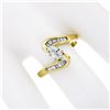 Image 3 : 14kt Yellow Gold 0.70 ctw Marquise Diamond Solitaire Bypass Ring w/ Baguette Acc