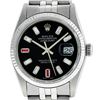 Image 1 : Rolex Mens Stainless Steel 36mm Black Diamond Dial Datejust Wristwatch