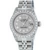 Image 1 : Rolex Ladies Stainless Steel Quickset Slate Grey Diamond Lugs Datejust Wristwatc