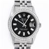 Image 1 : Rolex Mens Stainless Steel Black Baguette Diamond 36MM Datejust Wristwatch With
