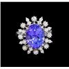 Image 2 : 6.25 ctw Tanzanite and Diamond Ring - 14KT White Gold
