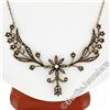 Image 2 : Victorian 14kt Yellow Gold Seed Pearl Floral Dangle Collier Necklace