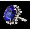 Image 1 : GIA Cert 22.45 ctw Tanzanite and Diamond Ring - 14KT White Gold