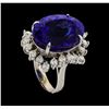 Image 4 : GIA Cert 22.45 ctw Tanzanite and Diamond Ring - 14KT White Gold