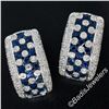 Image 2 : 14kt White Gold 2.32 ctw Sapphire and Diamond Checkerboard Cuff Earrings