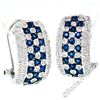 Image 3 : 14kt White Gold 2.32 ctw Sapphire and Diamond Checkerboard Cuff Earrings