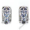 Image 6 : 14kt White Gold 2.32 ctw Sapphire and Diamond Checkerboard Cuff Earrings