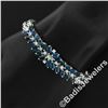 Image 2 : Vintage 14kt White Gold 3.45 ctw Sapphire and Diamond Cluster Bracelet