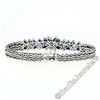 Image 4 : Vintage 14kt White Gold 3.45 ctw Sapphire and Diamond Cluster Bracelet