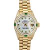 Image 2 : Rolex Ladies 18K Yellow Gold MOP Emerald President Wristwatch With Watch Winder