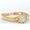 Image 8 : Rolex Ladies 18K Yellow Gold MOP Emerald President Wristwatch With Watch Winder