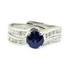 Image 2 : 1.59 ctw Round Brilliant Blue Sapphire And Diamond Ring - 14KT White Gold