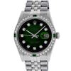 Image 2 : Rolex Mens Stainless Steel Green Vignette Diamond Datejust Wristwatch