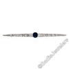 Image 1 : Art Deco 18kt White Gold 2.05 ctw Sapphire and Diamond Bar Pin Brooch