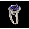 Image 4 : 3.35 ctw Tanzanite and Diamond Ring - 14KT White Gold