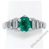 Image 1 : 14kt White Gold 1.33 ctw Emerald Solitaire and Baguette Diamond Step Ring